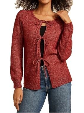 Maurices Red Soft Tie Front Cardigan Womens XS